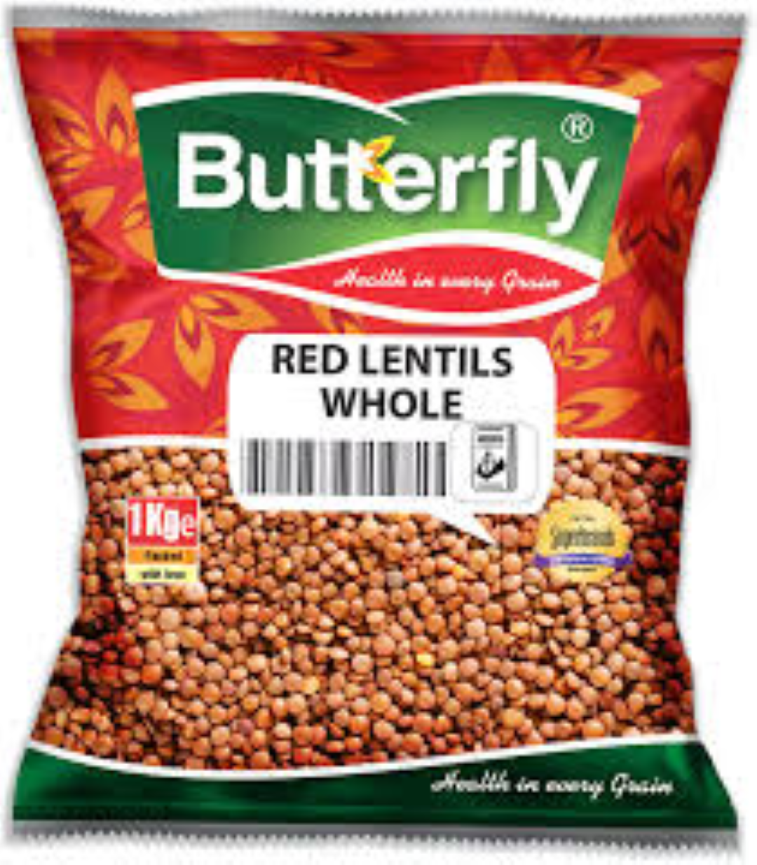 BUTTERFLY WHOLE RED LENTILS 1KG